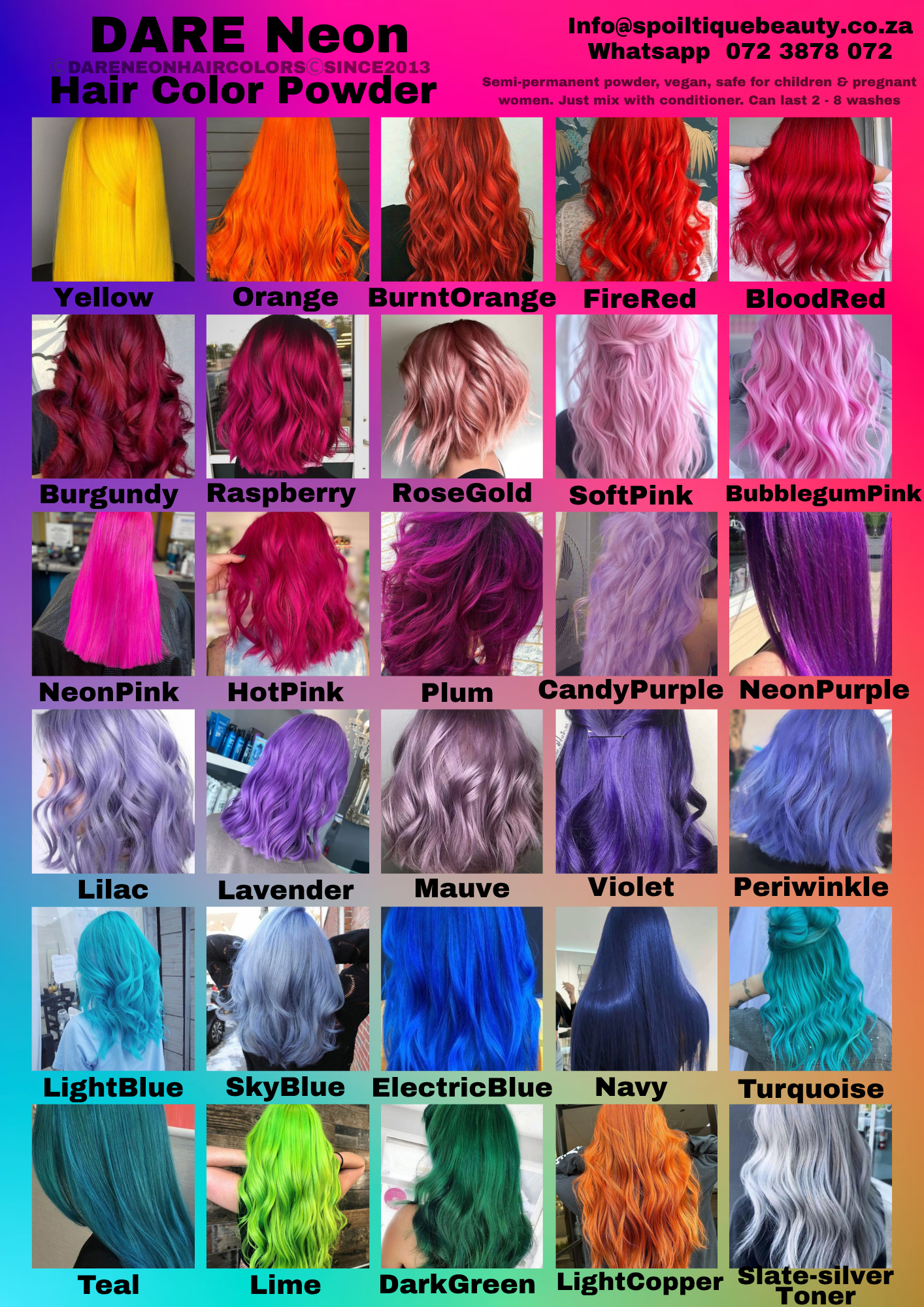 DARE Neon Hair Color powders