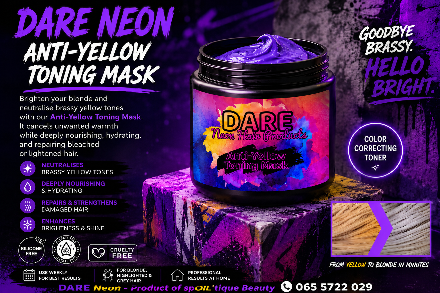 Anti-Yellow Hair Toning Mask | DARE Neon Product | Purple Hair Mask Toner