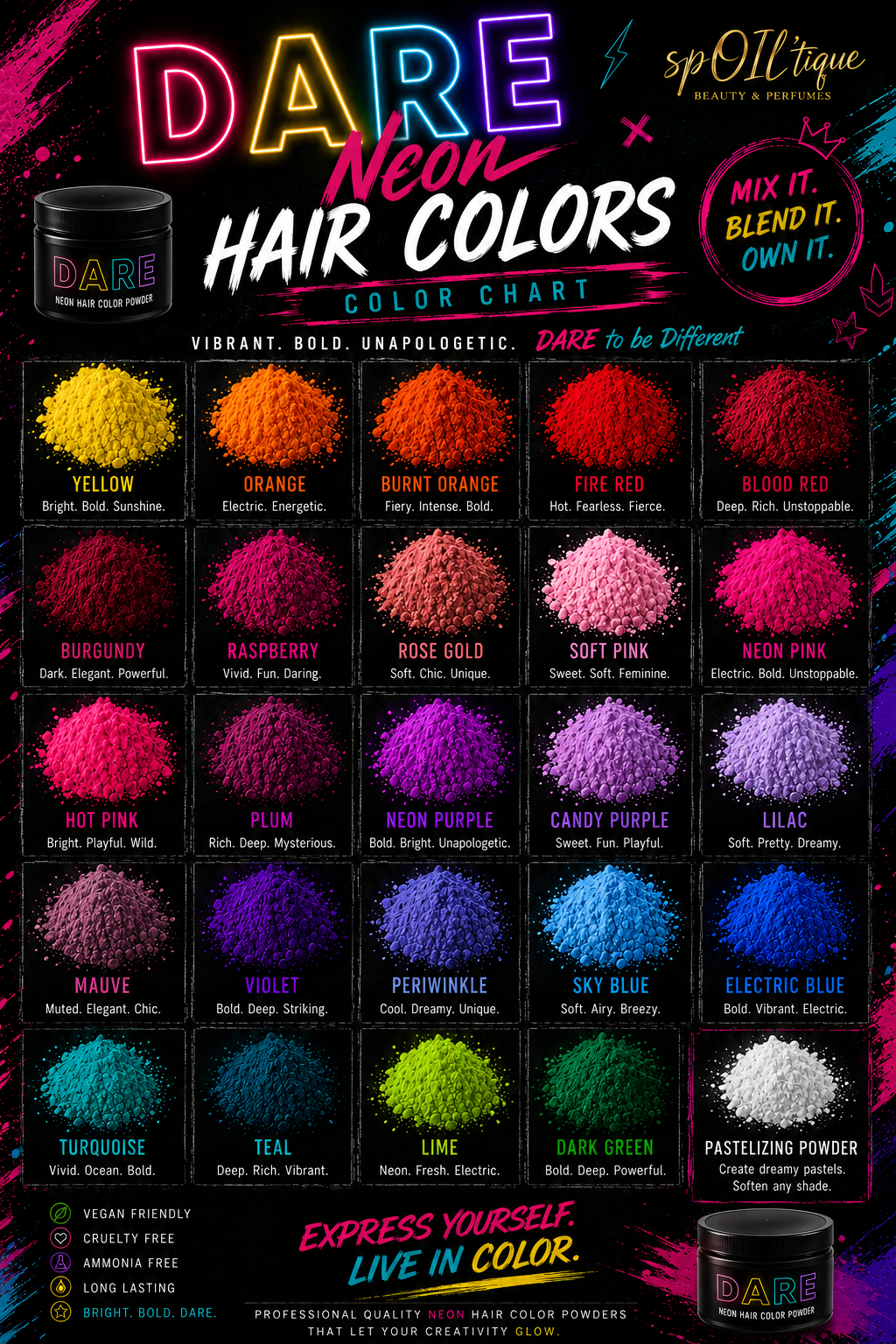 Blood Red | DARE Neon Hair Color Powder